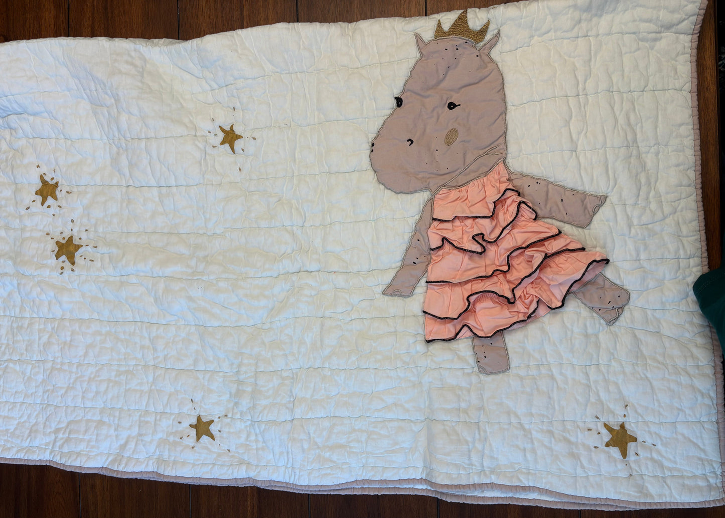 Seller #210 The Land of Nod 3-D Princess Hippopotamus Crib Quilt