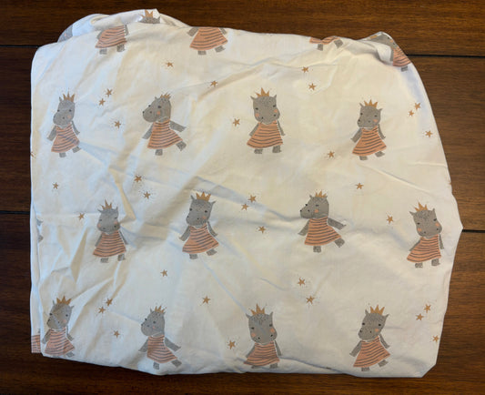 Seller #210 The Land of Nod 100% Organic Cotton Princess Hippopotamus Crib Sheet