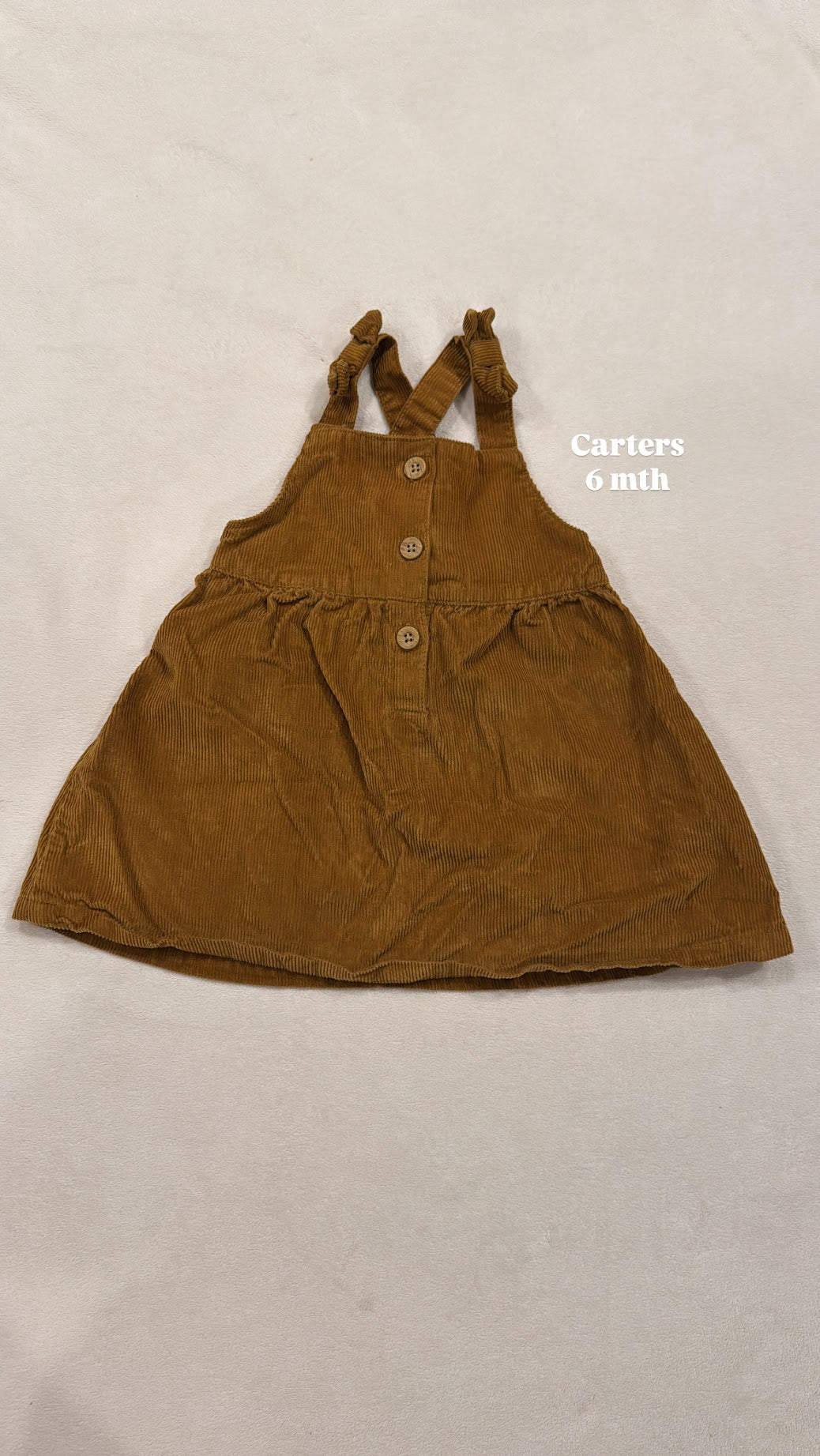 #145 Carters tan corduroy jumper Girls 6 mth EUC