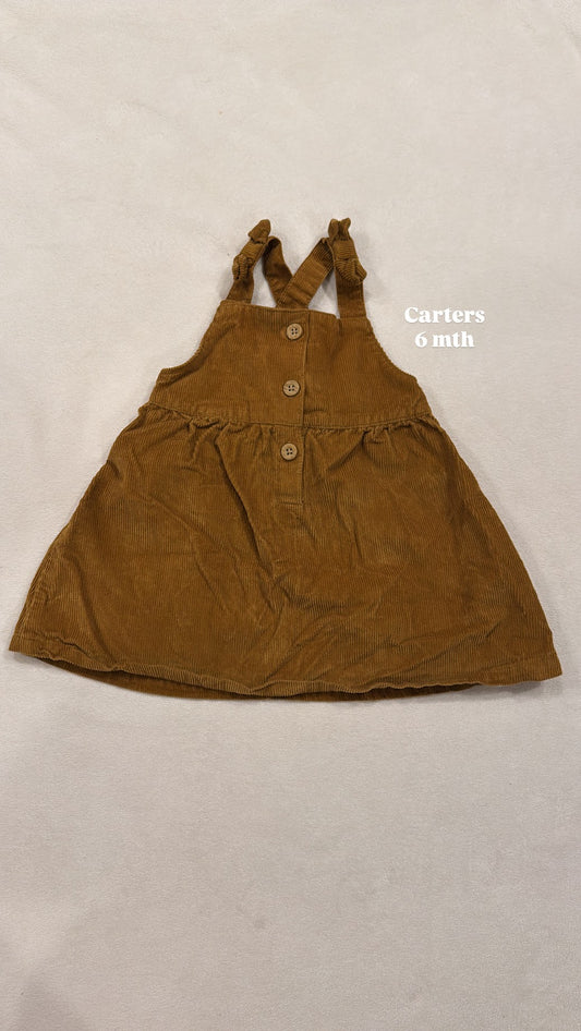 #145 Carters tan corduroy jumper Girls 6 mth EUC