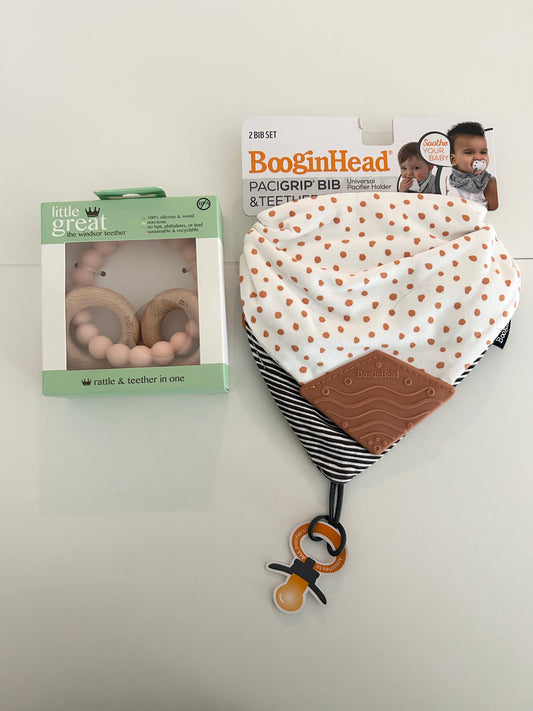 Mixed Brand | Teething Budle | Teething Bibs and Silicone/Wood Teething Toy