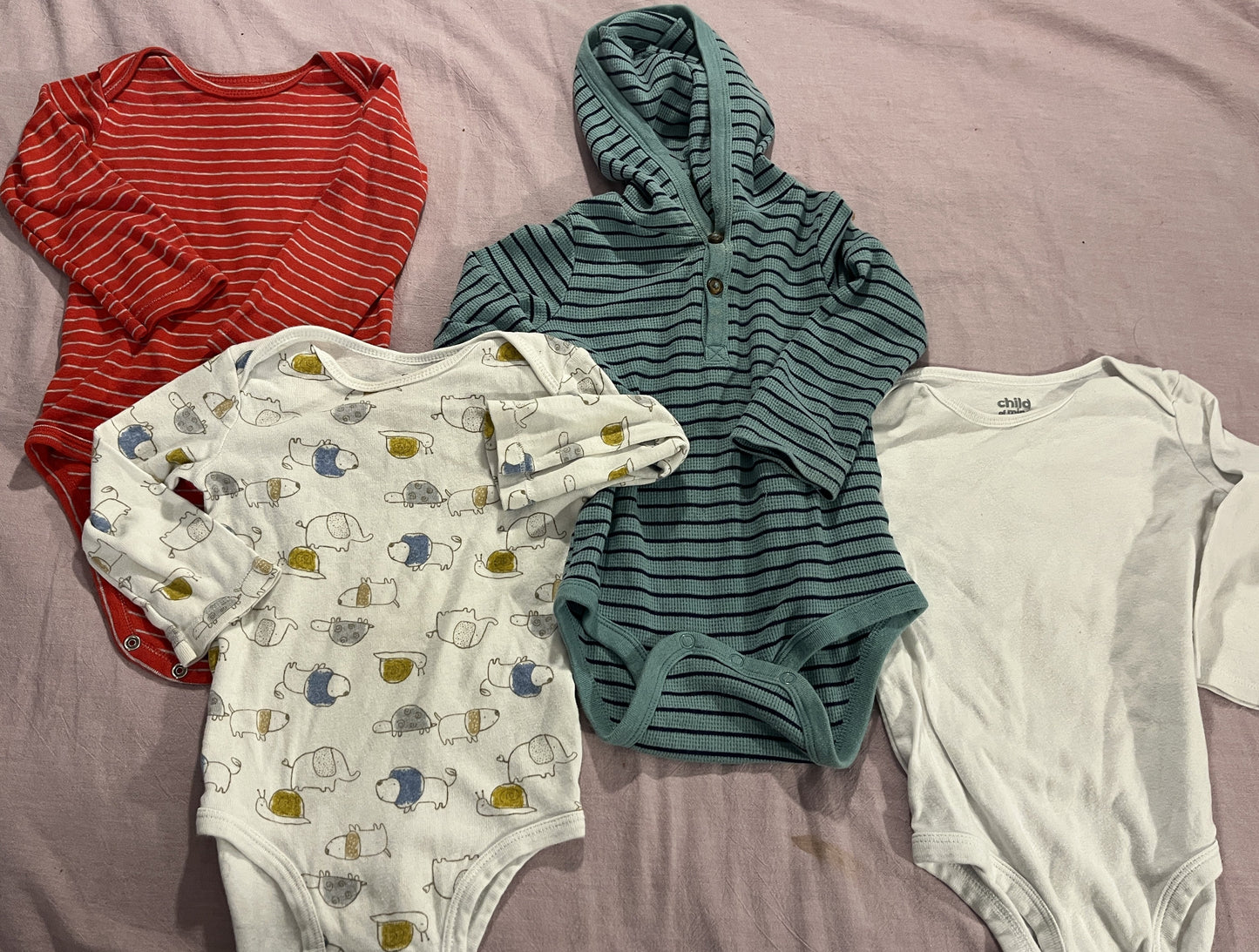 #211 Boys 18m Puppy/Stripe Onesie Set
