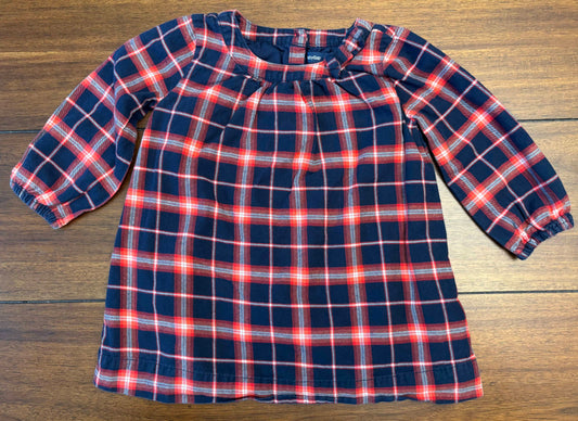 Seller #210 Baby Gap Girls Size 12-18M Navy & Red Plaid Long Sleeve Dress