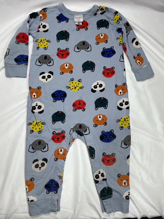 Hanna Andersson size 85 (2T) romper blue animals