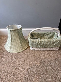 Reduced Seller #62 Pottery Barn Kids green gingham lamp shade and diaper caddy GUC