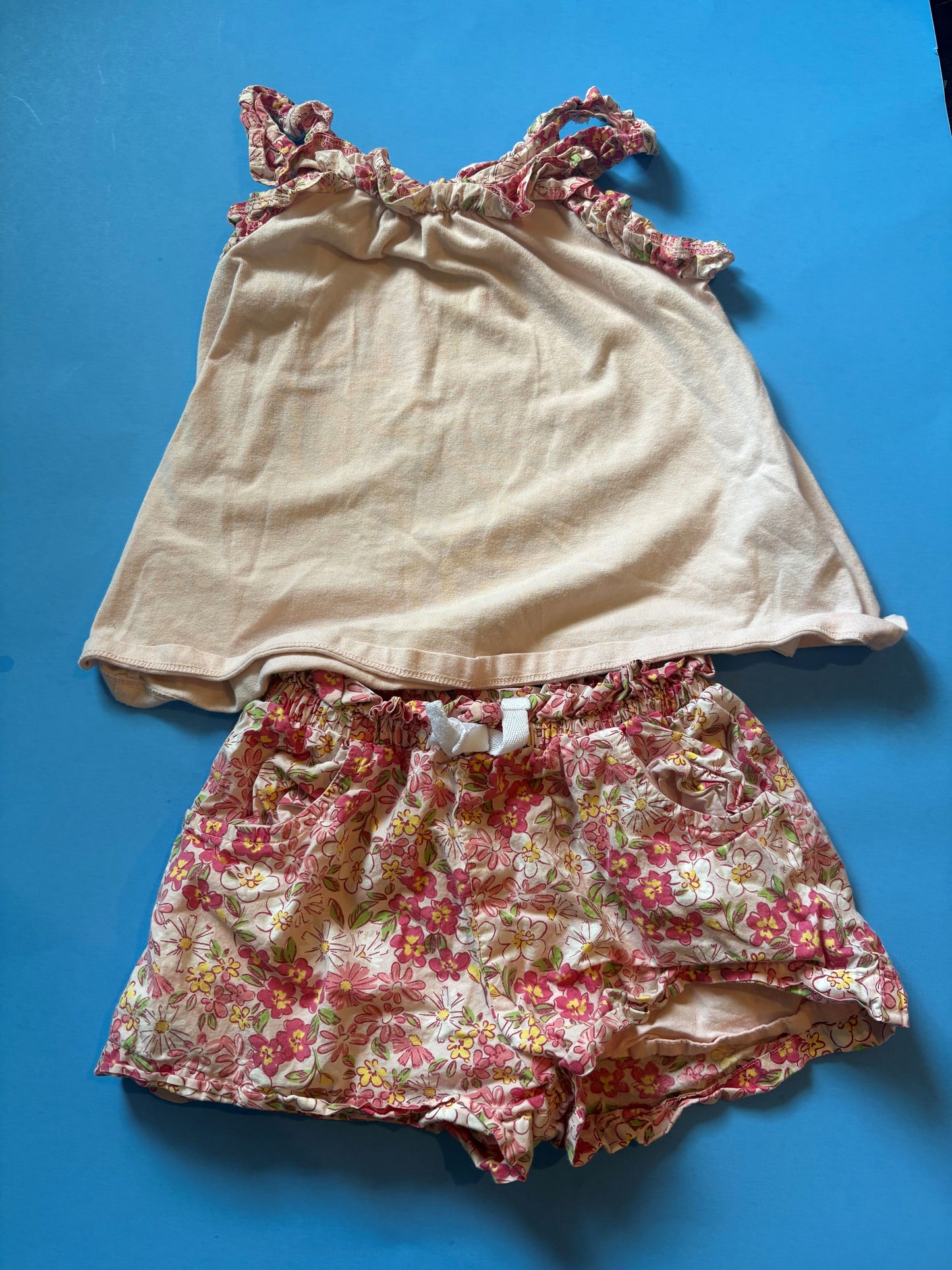 REDUCED #145 Girls 2t Sleeveless Pink Flower Outfit