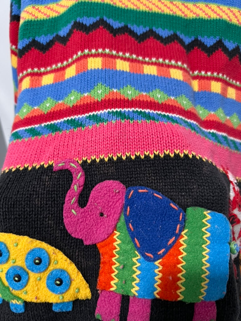 Seller #76 - Vintage Susan Bristol Cardigan Sweater Animals Safari Women Size Medium