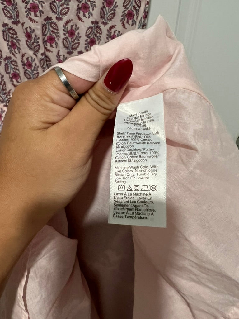 Seller #76 - J. Crew Ruffle-Sleeve Cotton Midi Dress Pink Floral Print Women's Size 2