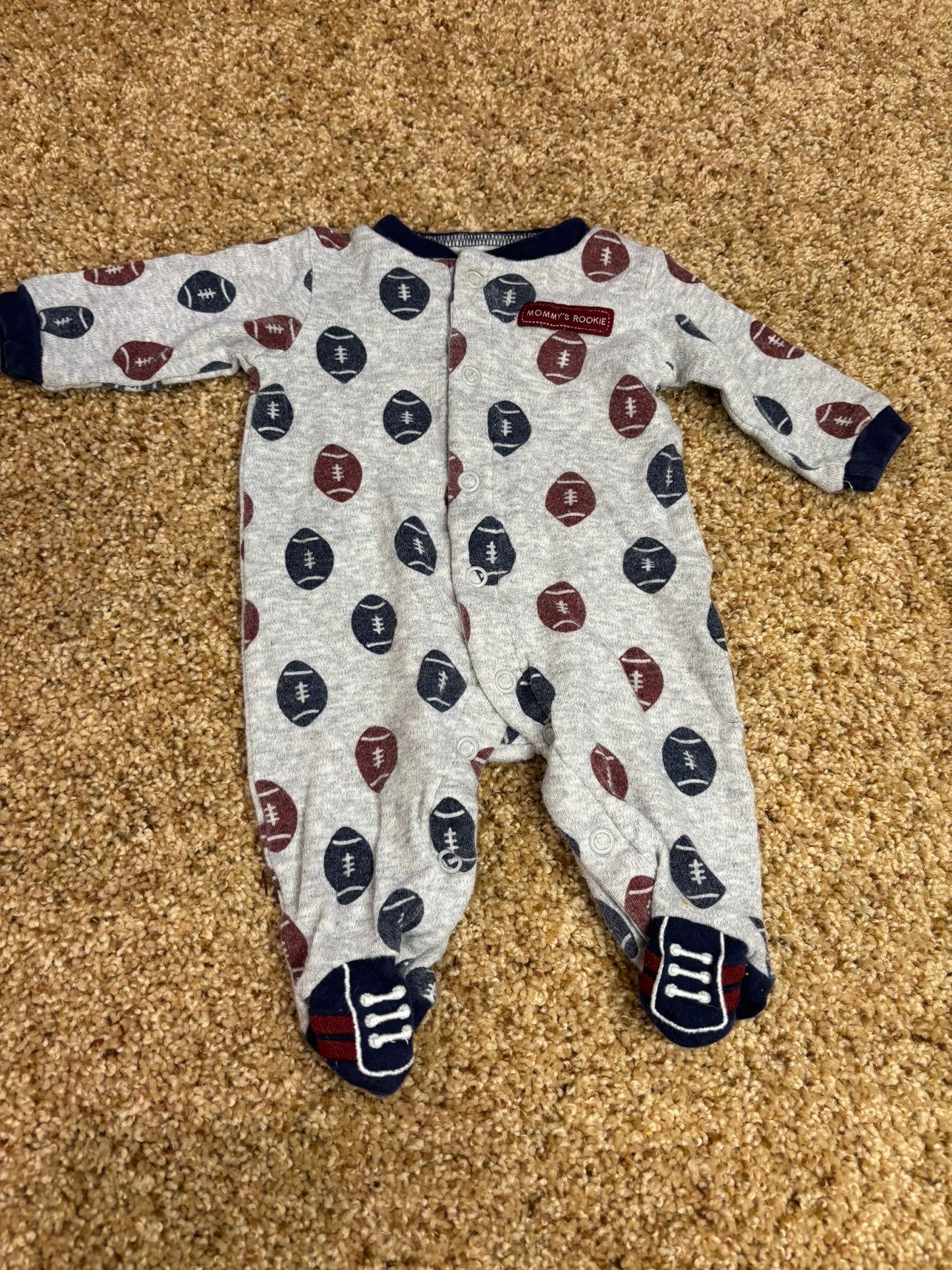 #86A boys football sleeper, newborn (nb), carters