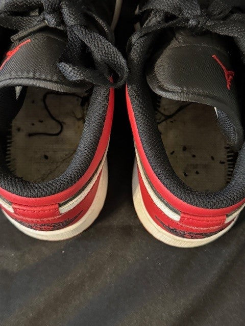 REDUCED #141 Nike Air Jordan 1 Low GS Bred Toe Black Gym Red White Retro 6.5Y JS