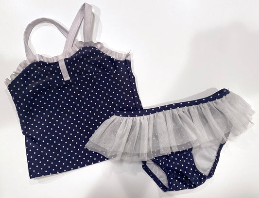 Cat & Jack Navy Polka Dots Bikini Swimsuit Size 18 months - EUC