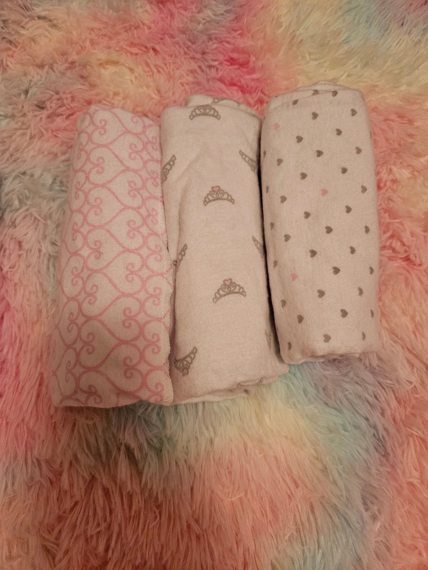 Baby cotton flannel receiving blankets bundle x3 princess theme