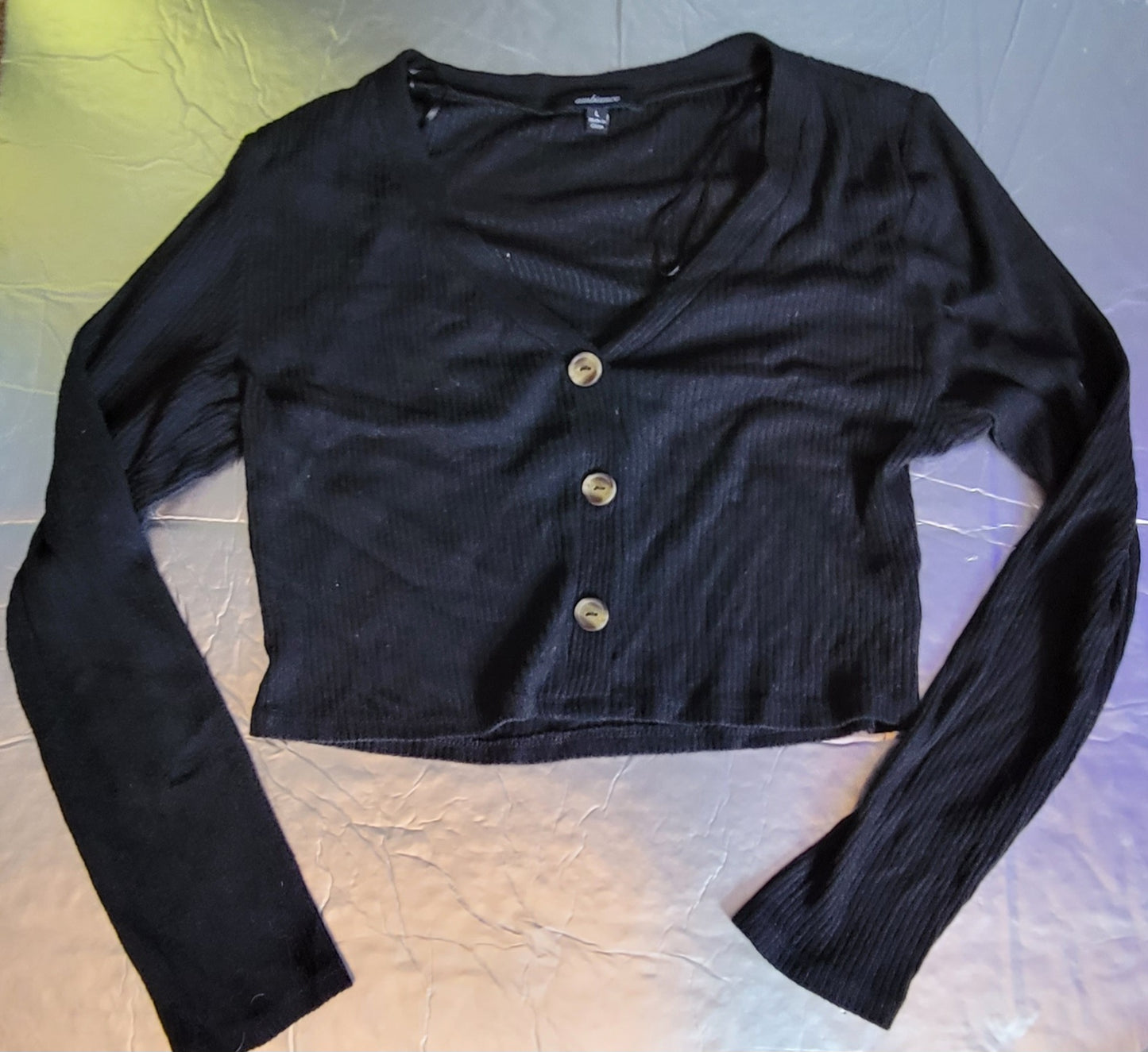 Womens Crop Spring Sweater Black Size Large