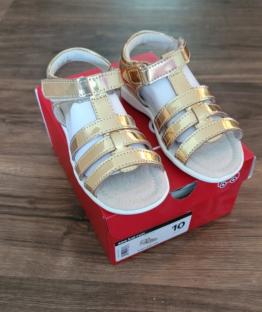 NWT See Kai Run gold sandals girls size 10