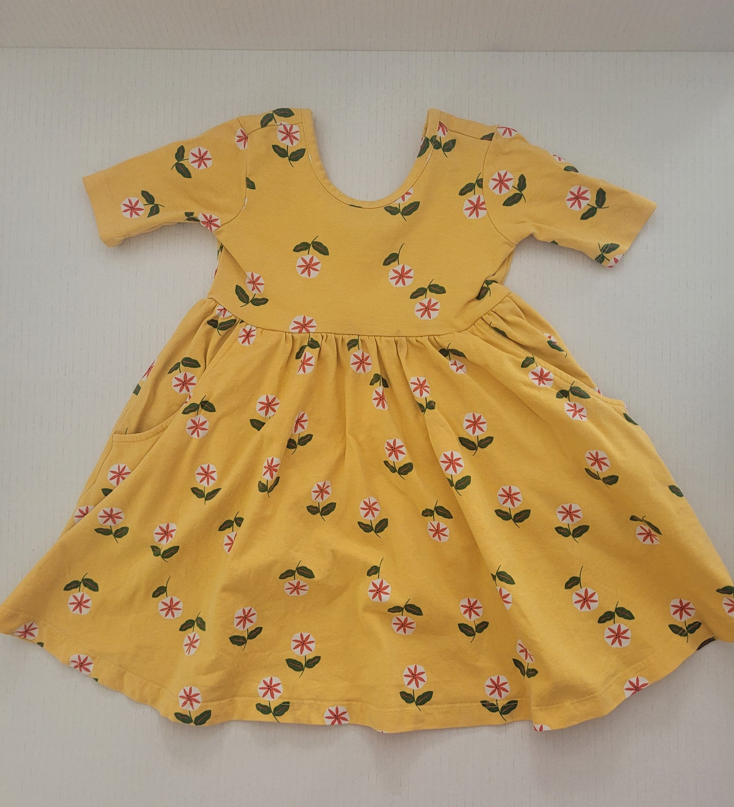 Hanna Andersson Girls Yellow Flower Dress Size 90/3T