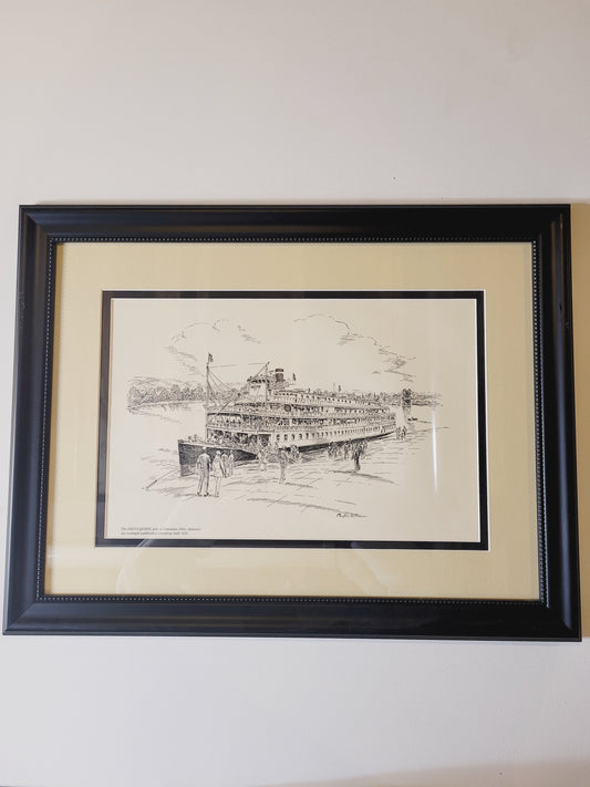 Framed "The Delta Queen" River Front Scene Approx. 22.25" x 17.5"  PPU 45226