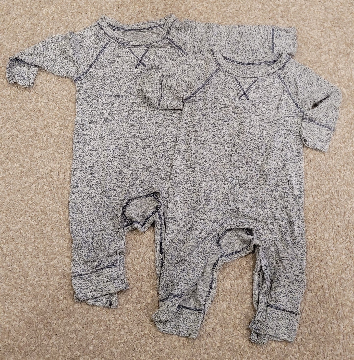 Two Gray Cat & Jack Rompers - Gender Neutral - Size 12 Month - VGUC