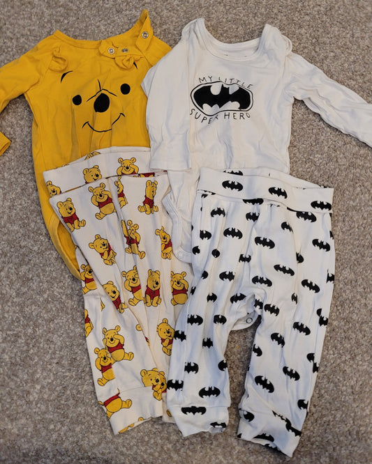 H&M Baby Outfits (Pooh and Batman) - Boys - Size 9M - VGUC