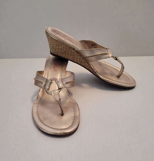 Lilly Pulitzer Women's Gold Wedge Sandals Size 6.5
