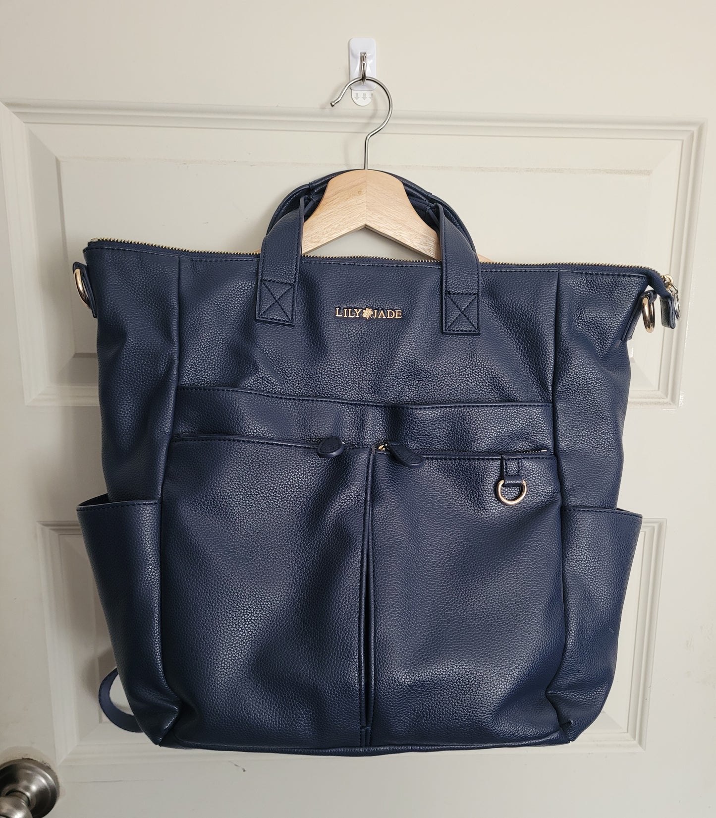 Lily Jade Navy Blue Leather Diaper Bag