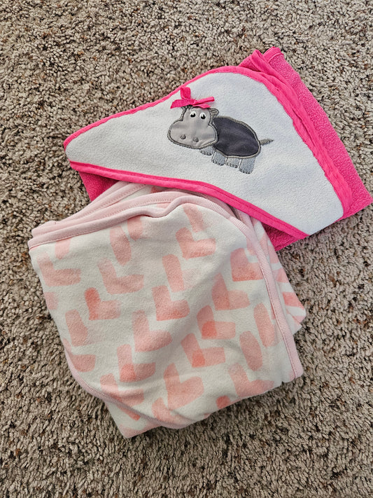*REDUCED: Pink baby hooded towel bundle