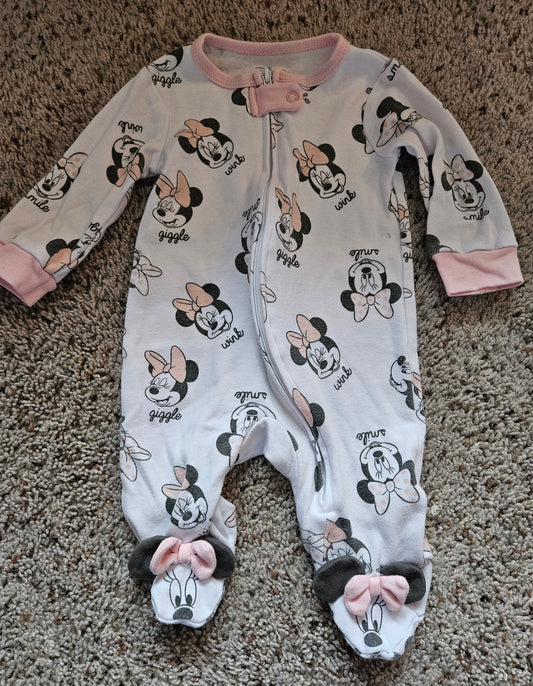 3 month Minnie Mouse footed sleeper