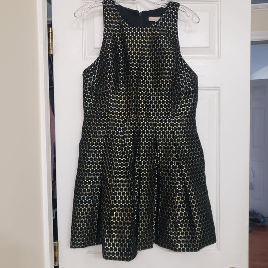 #167 Banana Republic 12P Metallic Jacquard Fit & Flare Dress