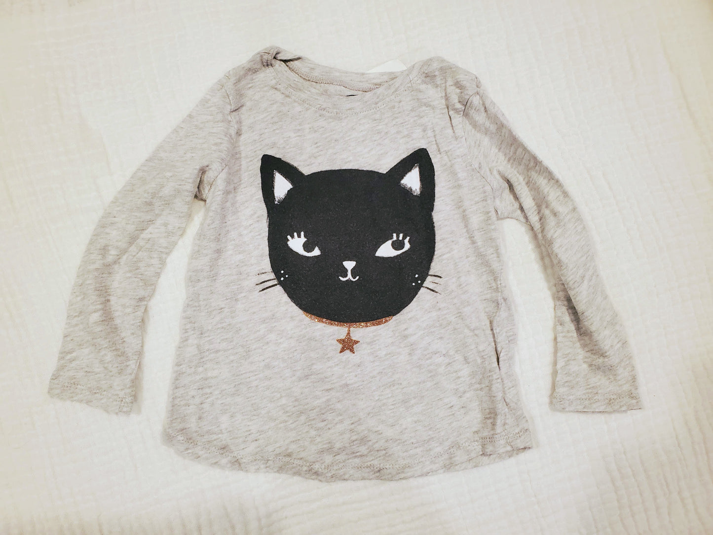 #58 Old Navy black cat long sleeve tshirt girls size 2T