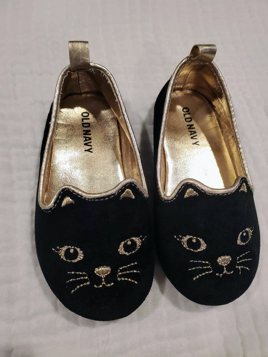 #58 Old Navy black cat flats toddler girl size 6