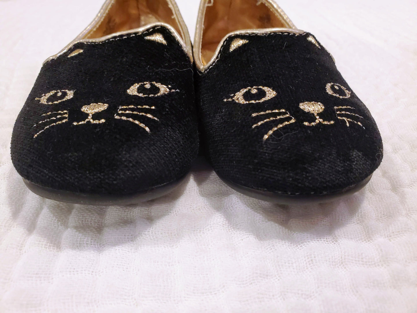 #58 Old Navy black cat flats toddler girl size 6