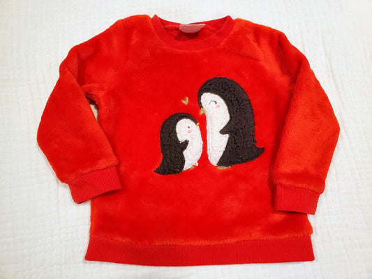 #58 Jumping Beans red plush fleece sweatshirt with penguins girls size 18M