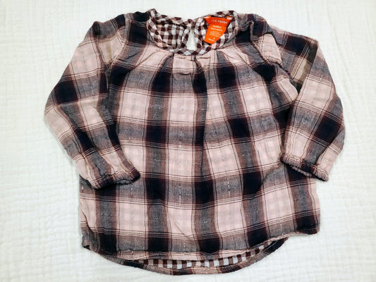 #58 Joe Fresh large plaid shimmer print with inner check pattern girls size 2T