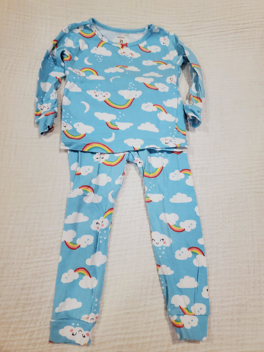 #58 Carters Rainbow long sleeve pajamas girls size 2T