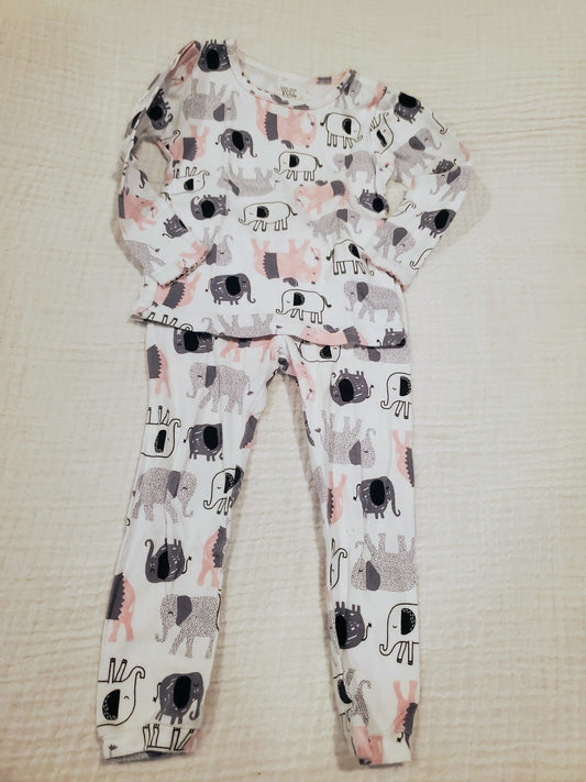 #131 Carters 2 sets elephant long sleeve and pants pajamas girls 24M
