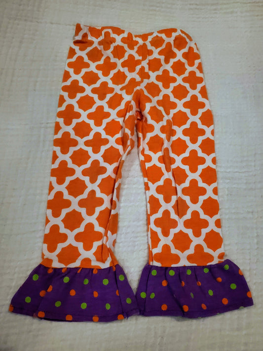 #58 Halloween fun pants in orange, purple and green print girls size 2T