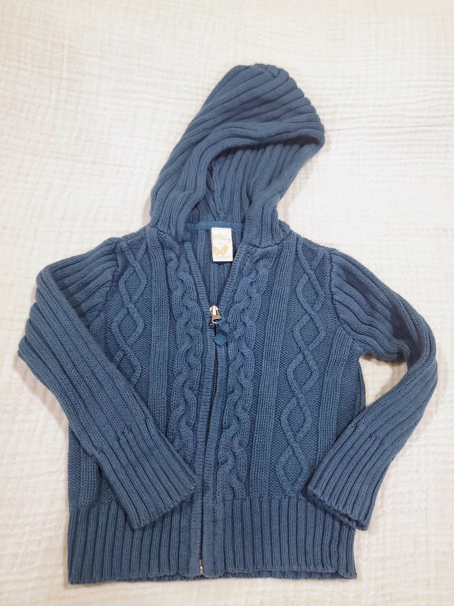 #58 Old Navy teal zip up hooded sweater cardigan girls size 3T