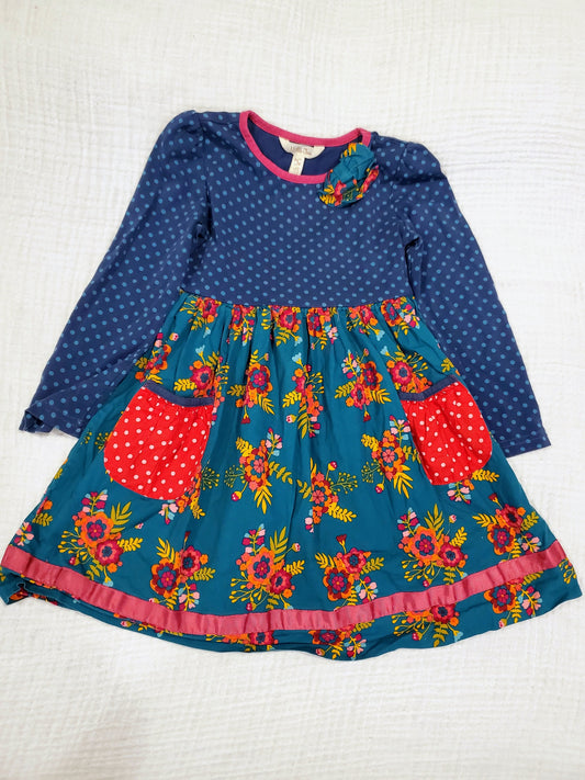 #58 Matilda Jane fun fall dress with flowers and polka dots girls size 6 runs small