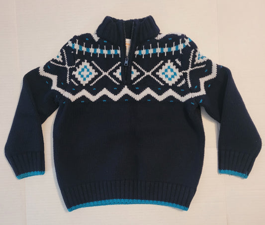 #96B Gymboree Boy's Navy Blue Fair Isle Sweater Size XS (4)