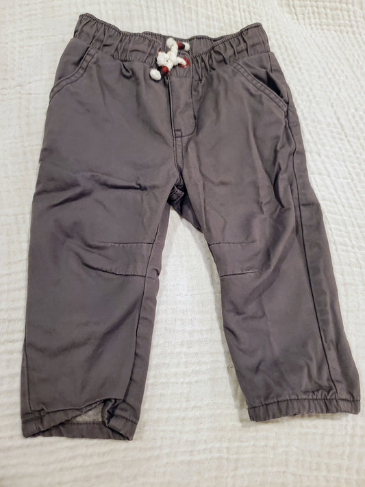 #131 Cat & Jack soft cotton lined gray chino pants boys size 12M