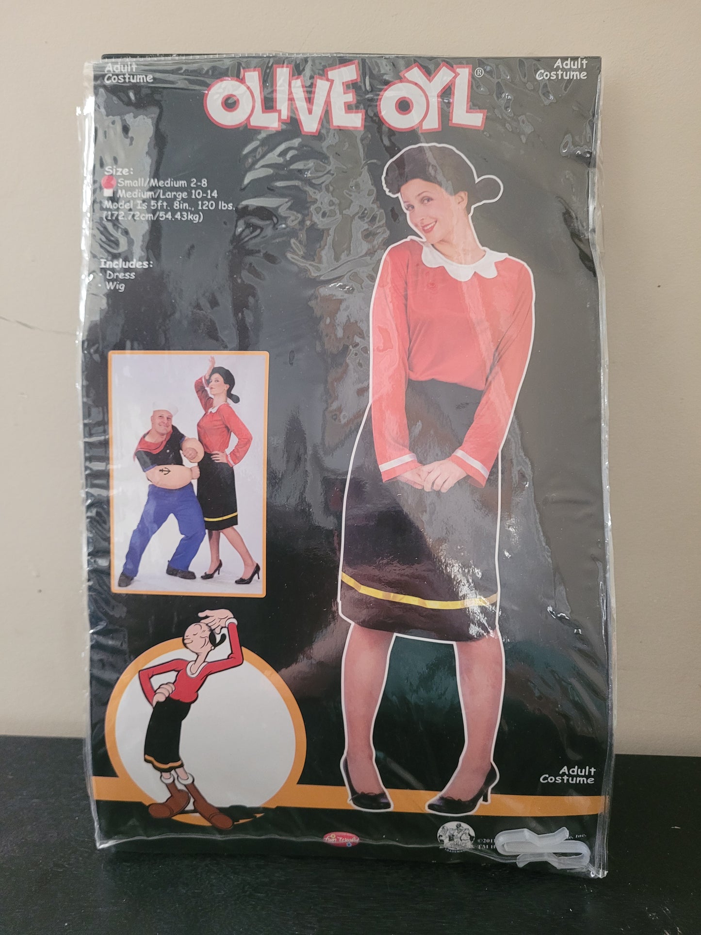 #96B Olive Oyl Women's Costume Size S/M (2-8)