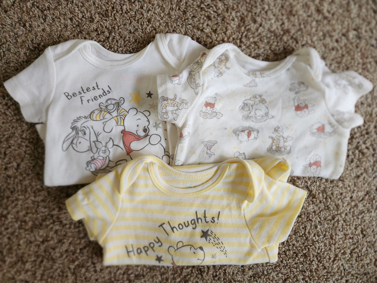 Disney Winnie The Pooh Onesies Size 9 Month - Set of 3