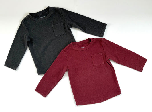 #153 Cat & Jack Grey and Maroon Long Sleeve Shirts Toddler Size 2T