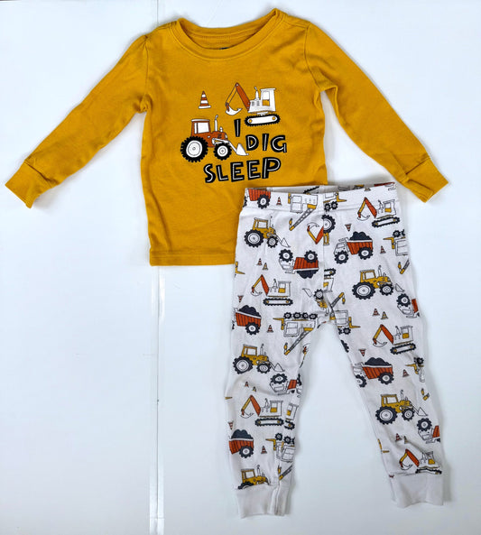 #153 Carters Construction Pajamas Toddler Boy Size 2T