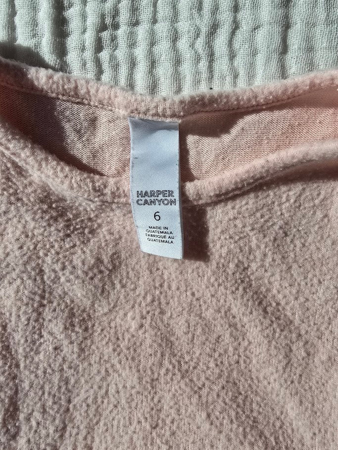 #131 Harper Canyon girls short sleeve fleece light pink dress size 6