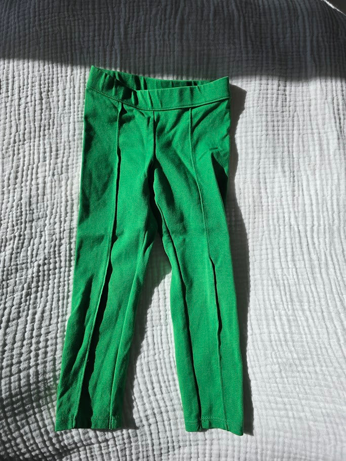 #131 Janie & Jack green pointe pants with ankle button detail girls size 4