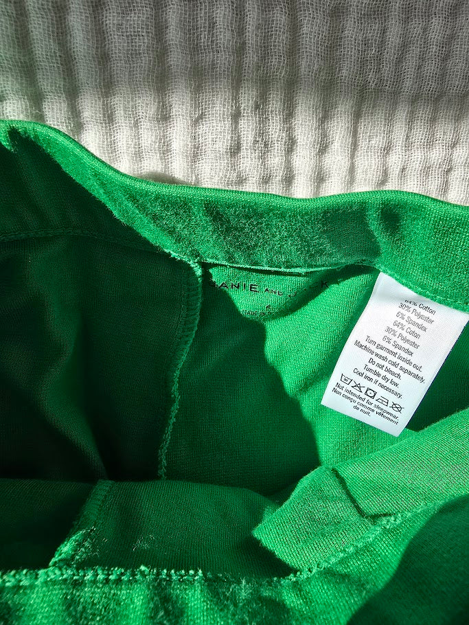#131 Janie & Jack green pointe pants with ankle button detail girls size 4