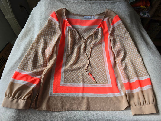 #131 New York & Company womens beige & salmon blouse size M