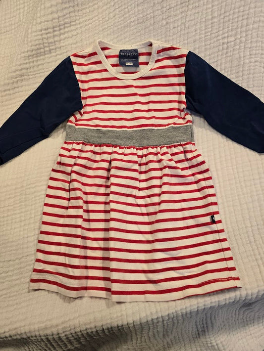 #131 Red & White striped Dress girls size 12-18M
