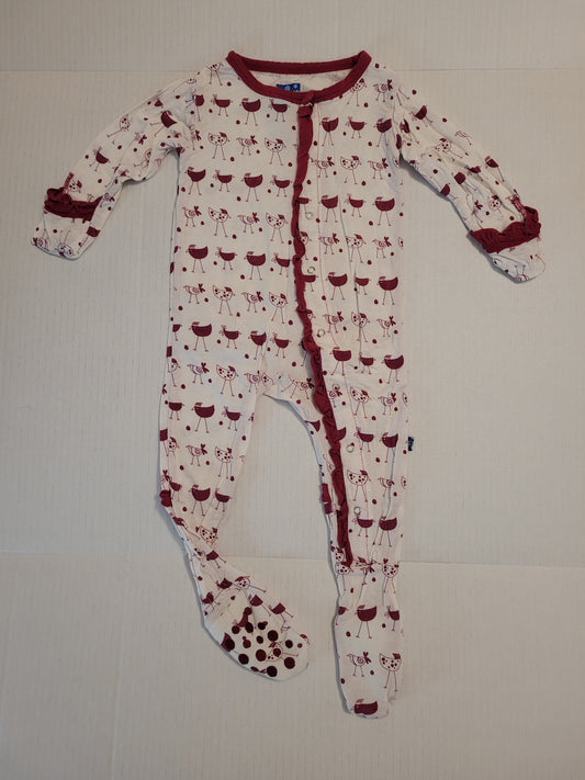 #109 Girl's KicKee Pants Bamboo Chicks Pajamas Size 6-12M