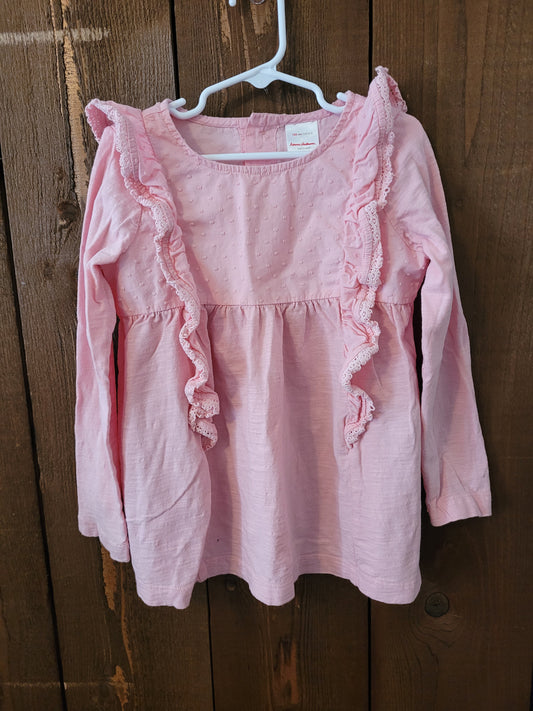 #109 Hanna Andersson Girl's Ruffle Bib Top Size 120/6-7